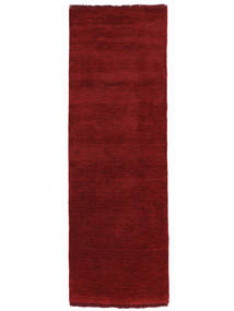  Wool Rug 80X300 Handloom Fringes Dark Red Runner
 Small