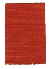 Handloom Fringes 100X160 Small Rust Red/Red Plain (Single Colored) Wool Rug