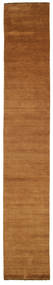 Handloom Fringes 80X500 Small Brown Plain (Single Colored) Runner Wool Rug