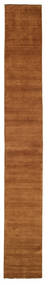 Handloom Fringes 80X600 Small Brown Plain (Single Colored) Runner Wool Rug