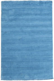 Handloom Fringes 120X180 Small Light Blue Plain (Single Colored) Wool Rug