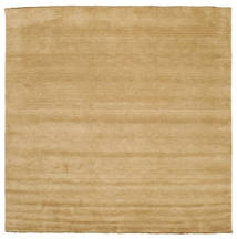  300X300 Plain (Single Colored) Large Handloom Fringes Rug - Beige Wool
