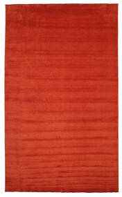  300X500 Plain (Single Colored) Large Handloom Fringes Rug - Rust Red/Red Wool