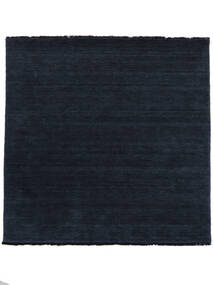 Handloom Fringes 300X300 Large Dark Blue Plain (Single Colored) Square Wool Rug