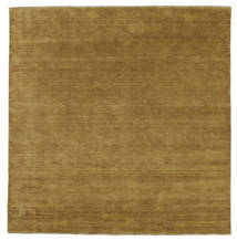 Handloom Fringes 300X300 大 オリーブグリーン 単色 正方形 ウール 絨毯
