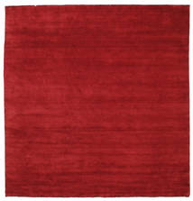  Wool Rug 300X300 Handloom Fringes Dark Red Square Large