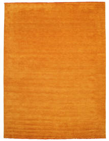 Handloom Fringes 300X400 Large Orange Plain (Single Colored) Wool Rug