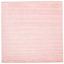  300X300 単色 大 ハンドルーム Fringes 絨毯 - ピンク ウール