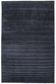 Handloom Fringes 400X600 Grande Azul Escuro Cor Única Tapete Lã