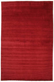 Handloom Fringes 400X600 Large Dark Red Plain (Single Colored) Wool Rug