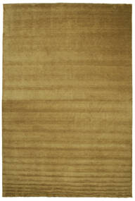 Handloom Fringes 400X600 Large Olive Green Plain (Single Colored) Wool Rug