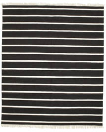  250X300 Striped Large Dhurrie Stripe Rug - Black/White Wool, 