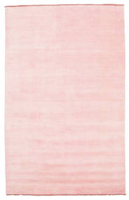 Handloom Fringes 180X275 Pink Plain (Single Colored) Wool Rug