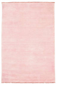 Handloom Fringes 120X180 Small Pink Plain (Single Colored) Wool Rug