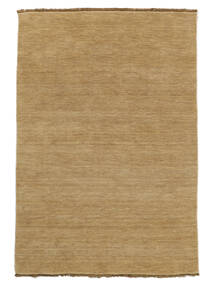  100X160 Plain (Single Colored) Small Handloom Fringes Rug - Beige Wool, 