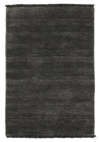Handloom Fringes 60X90 Small Black/Grey Plain (Single Colored) Wool Rug