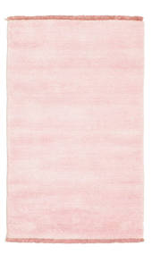 Handloom Fringes 60X90 Small Pink Plain (Single Colored) Wool Rug