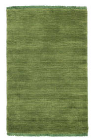 Handloom Fringes 60X90 Small Green Plain (Single Colored) Wool Rug