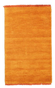  60X90 Plain (Single Colored) Small Handloom Fringes Rug - Orange Wool