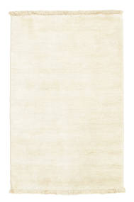  Wool Rug 60X90 Handloom Fringes Ivory White Small