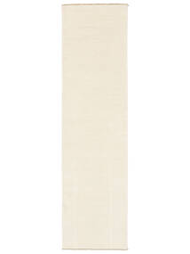  Wool Rug 80X300 Handloom Fringes Ivory White Runner
 Small