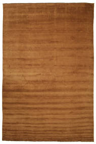 Handloom Fringes 400X600 Large Brown Plain (Single Colored) Wool Rug