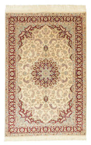 100X154 絨毯 クム シルク 署名: クム Behi オリエンタル ベージュ/茶色 (絹, ペルシャ/イラン) Carpetvista