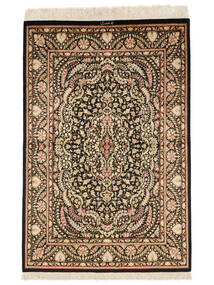  クム シルク 署名: クム Mohammadi 絨毯 101X150 ペルシャ シルクカーペット 茶色/ブラック 小 Carpetvista