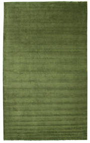  300X500 Plain (Single Colored) Large Handloom Fringes Rug - Green Wool