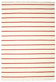  220X320 Striped Dhurrie Stripe Rug - White/Red Wool