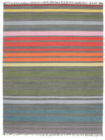 Rainbow Stripe 200X250 Multicolor Stribet Bomulds Tæppe