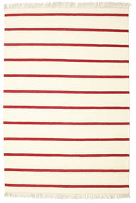  160X230 Striped Dhurrie Stripe Rug - White/Red Wool