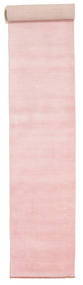 Handloom Fringes 80X500 Small Pink Plain (Single Colored) Runner Wool Rug