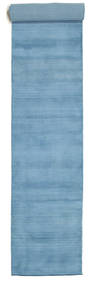 Wool Rug 80X500 Handloom Fringes Light Blue Runner
 Small