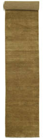 Handloom Fringes 80X500 Small Olive Green Plain (Single Colored) Runner Wool Rug