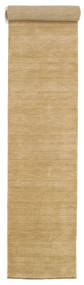 Handloom Fringes 80X500 Small Beige Plain (Single Colored) Runner Wool Rug