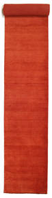  Wool Rug 80X600 Handloom Fringes Rust Red/Red Runner
 Small