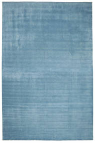 Handloom Fringes 400X600 Large Light Blue Plain (Single Colored) Wool Rug
