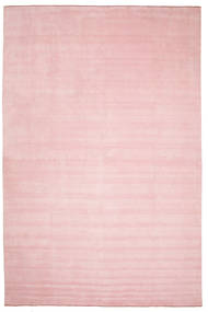  400X600 Plain (Single Colored) Large Handloom Fringes Rug - Pink Wool