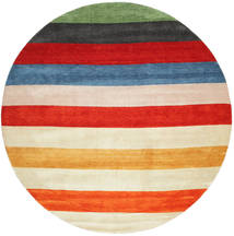 Gabbeh Indo Stripe Ø 300 Large Multicolor Round Wool Rug