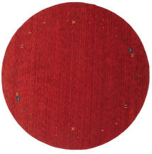 Gabbeh Loom Frame Ø 200 Rdzawa Czerwień Okrągły Dywan Wełniany