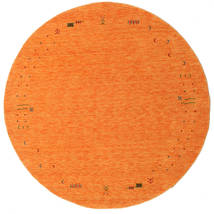  Wool Rug Ø 200 Gabbeh Loom Frame Orange Round