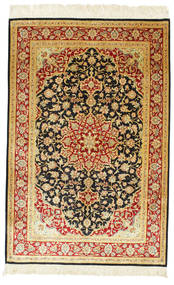  Ghom Silkki Allekirjoitettu: Ghom Ahmadi Matot 98X148 Persialainen Silkkimatto Beige/Ruskea Pieni Matto Carpetvista