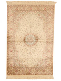 104X154 絨毯 クム シルク 署名: Nori オリエンタル オレンジ/ベージュ (絹, ペルシャ/イラン) Carpetvista