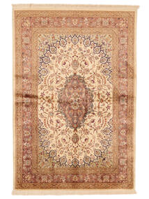 131X208 絨毯 オリエンタル クム シルク 茶色/オレンジ (絹, ペルシャ/イラン) Carpetvista