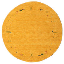 Gabbeh Loom Frame Ø 150 Small Yellow Round Wool Rug