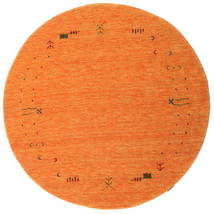 Gabbeh Loom Frame Ø 150 Mały Pomarańczowy Okrągły Dywan Wełniany