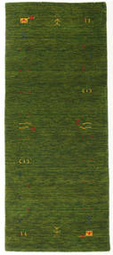 Gabbeh Loom Frame 80X200 Small Green Runner Wool Rug 