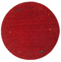 Gabbeh Loom Frame Ø 150 Mały Czerwony Okrągły Dywan Wełniany