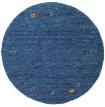  Wool Rug Ø 150 Gabbeh Loom Frame Blue Round Small